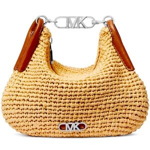 NWT MICHAEL Michael Kors Raffia Pouchette MULTIPLE WAYS TO WEAR